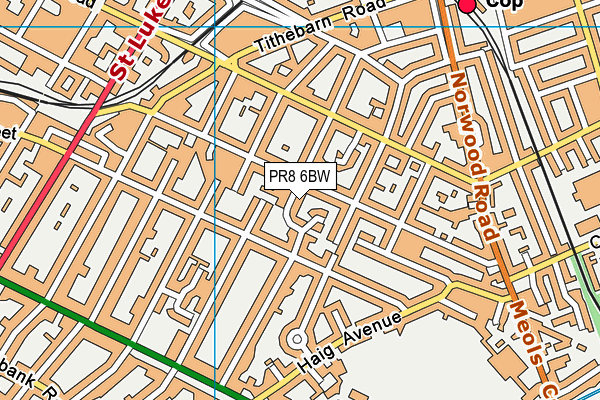 PR8 6BW map - OS VectorMap District (Ordnance Survey)