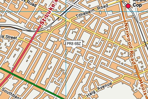 PR8 6BZ map - OS VectorMap District (Ordnance Survey)