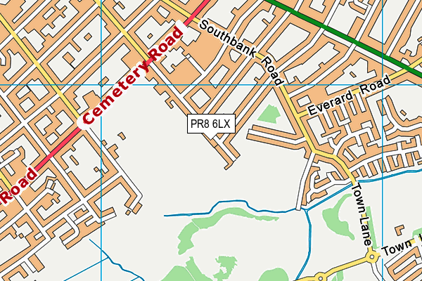 Portland Street Playing Fields map (PR8 6LX) - OS VectorMap District (Ordnance Survey)