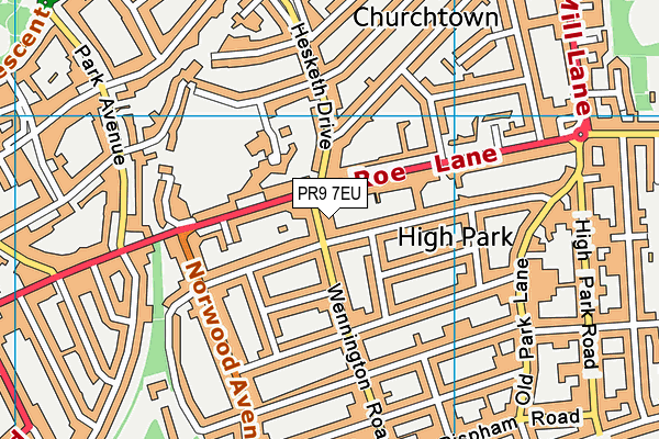 PR9 7EU map - OS VectorMap District (Ordnance Survey)