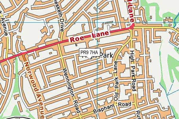 PR9 7HA map - OS VectorMap District (Ordnance Survey)