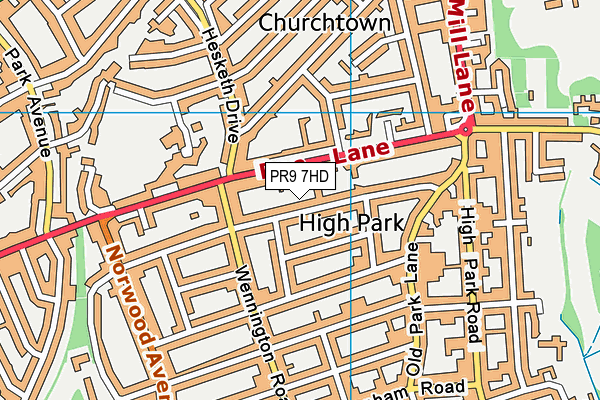 PR9 7HD map - OS VectorMap District (Ordnance Survey)