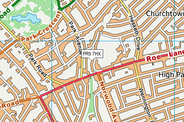 PR9 7HX map - OS VectorMap District (Ordnance Survey)