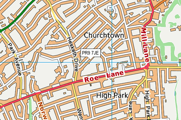 PR9 7JE map - OS VectorMap District (Ordnance Survey)