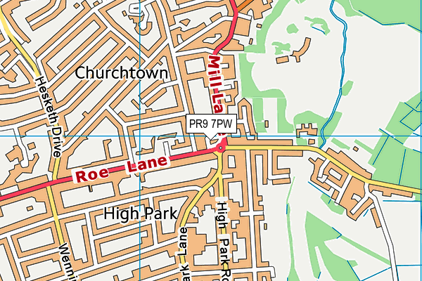 PR9 7PW map - OS VectorMap District (Ordnance Survey)