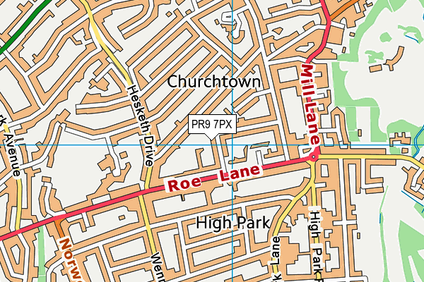 PR9 7PX map - OS VectorMap District (Ordnance Survey)