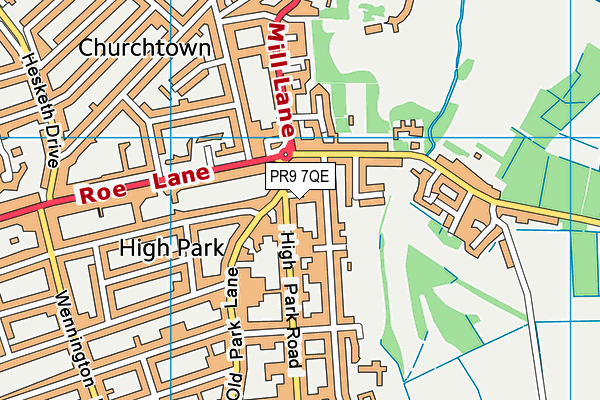 PR9 7QE map - OS VectorMap District (Ordnance Survey)