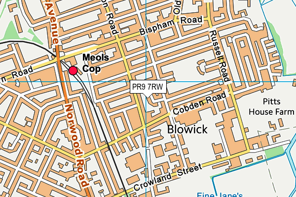 PR9 7RW map - OS VectorMap District (Ordnance Survey)