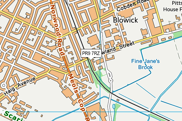 PR9 7RZ map - OS VectorMap District (Ordnance Survey)