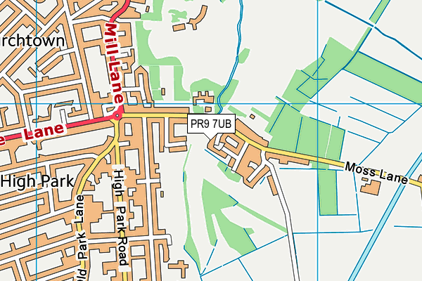 PR9 7UB map - OS VectorMap District (Ordnance Survey)