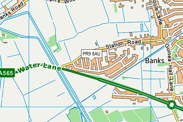 PR9 8AU map - OS VectorMap District (Ordnance Survey)