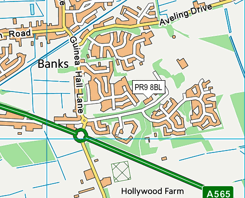 Banks Leisure Centre map (PR9 8BL) - OS VectorMap District (Ordnance Survey)