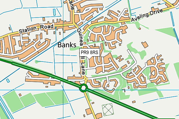 PR9 8RS map - OS VectorMap District (Ordnance Survey)