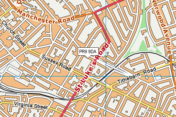 PR9 9DA map - OS VectorMap District (Ordnance Survey)