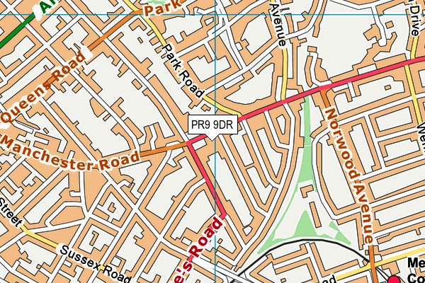 PR9 9DR map - OS VectorMap District (Ordnance Survey)