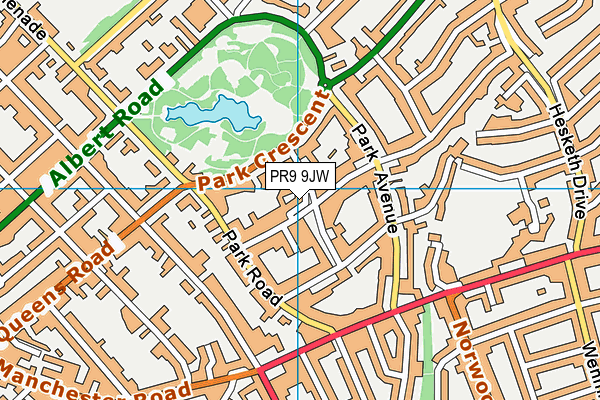 PR9 9JW map - OS VectorMap District (Ordnance Survey)