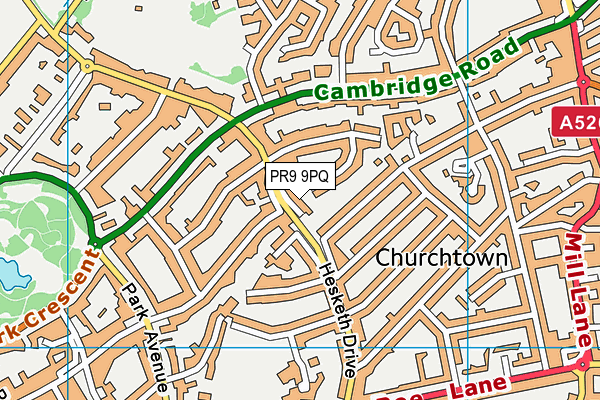 PR9 9PQ map - OS VectorMap District (Ordnance Survey)