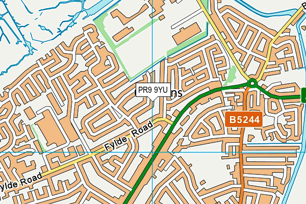 PR9 9YU map - OS VectorMap District (Ordnance Survey)