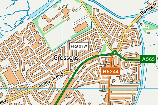 PR9 9YW map - OS VectorMap District (Ordnance Survey)