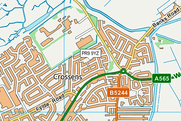 PR9 9YZ map - OS VectorMap District (Ordnance Survey)