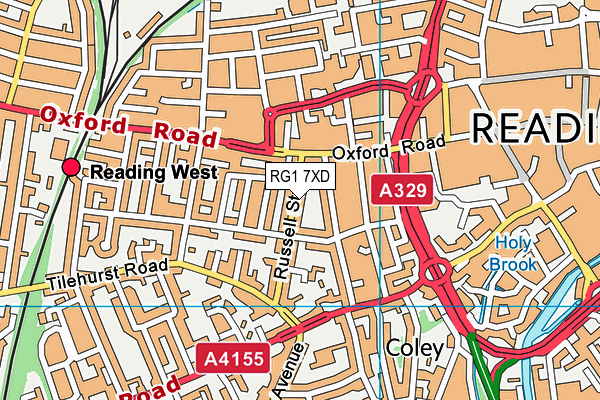 RG1 7XD map - OS VectorMap District (Ordnance Survey)
