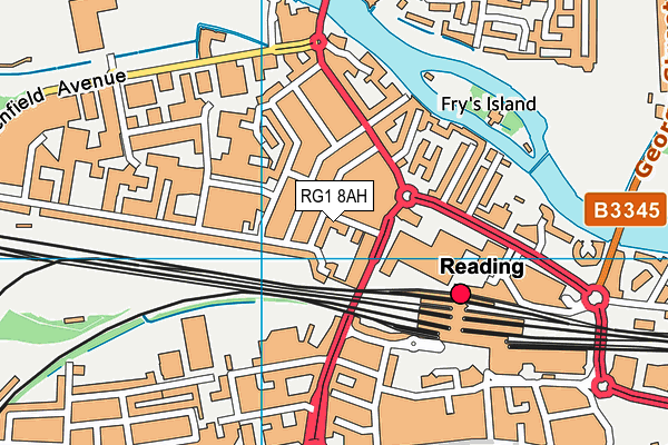 RG1 8AH map - OS VectorMap District (Ordnance Survey)