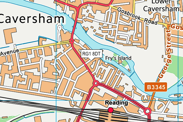 RG1 8DT map - OS VectorMap District (Ordnance Survey)