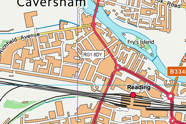 RG1 8DY map - OS VectorMap District (Ordnance Survey)
