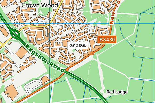 RG12 0GD map - OS VectorMap District (Ordnance Survey)