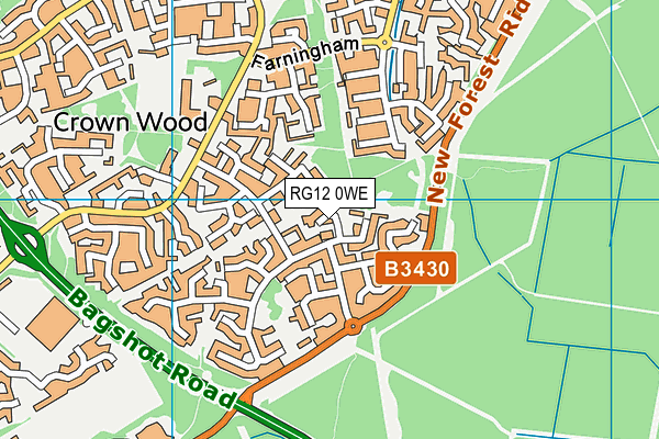 RG12 0WE map - OS VectorMap District (Ordnance Survey)