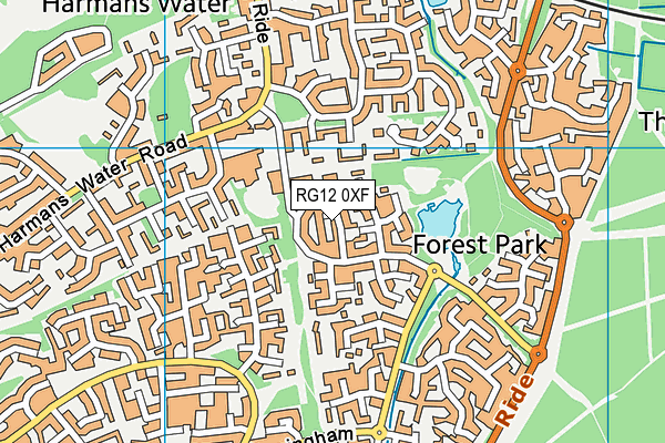RG12 0XF map - OS VectorMap District (Ordnance Survey)