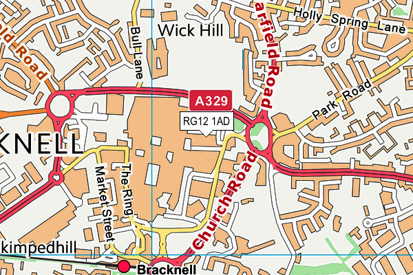 RG12 1AD map - OS VectorMap District (Ordnance Survey)