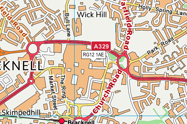 RG12 1AE map - OS VectorMap District (Ordnance Survey)