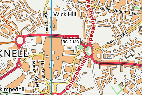 RG12 1AQ map - OS VectorMap District (Ordnance Survey)