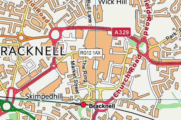 RG12 1AX map - OS VectorMap District (Ordnance Survey)