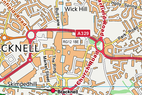 RG12 1BE map - OS VectorMap District (Ordnance Survey)