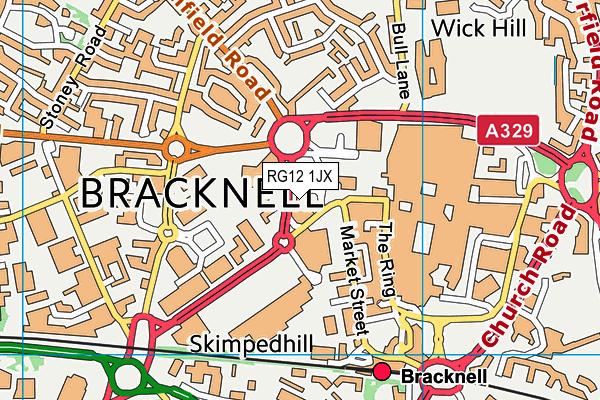 RG12 1JX map - OS VectorMap District (Ordnance Survey)