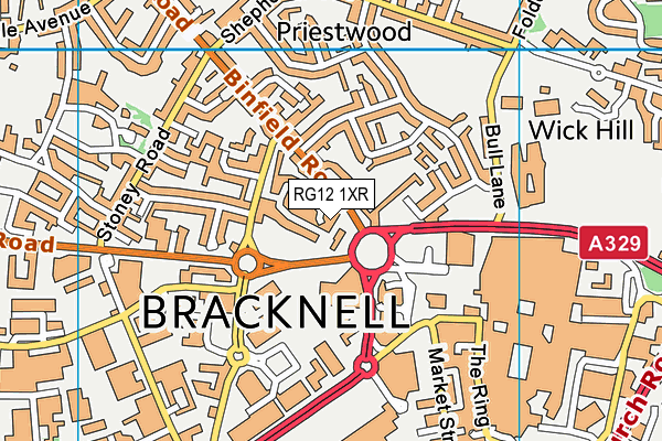 RG12 1XR map - OS VectorMap District (Ordnance Survey)