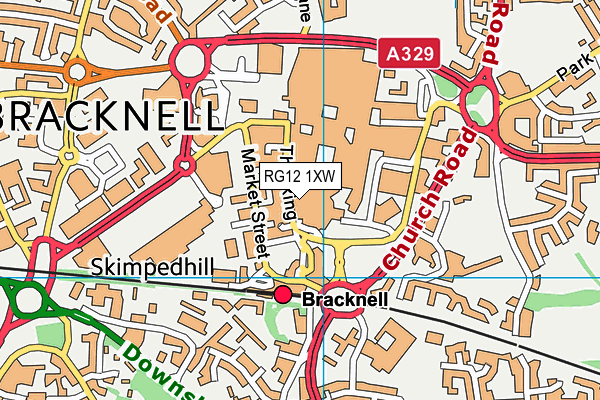 RG12 1XW map - OS VectorMap District (Ordnance Survey)