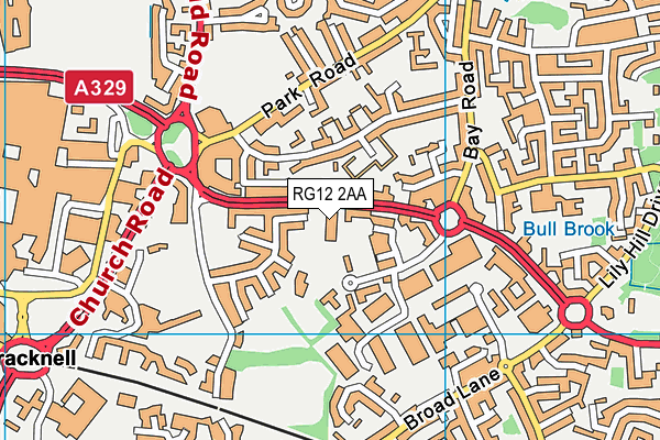 RG12 2AA map - OS VectorMap District (Ordnance Survey)