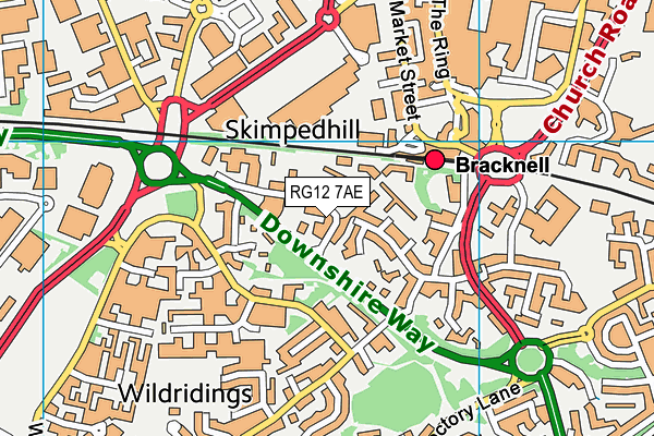 RG12 7AE map - OS VectorMap District (Ordnance Survey)