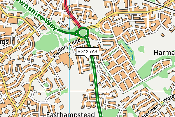 RG12 7AS map - OS VectorMap District (Ordnance Survey)