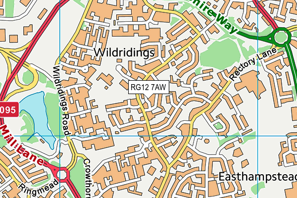RG12 7AW map - OS VectorMap District (Ordnance Survey)