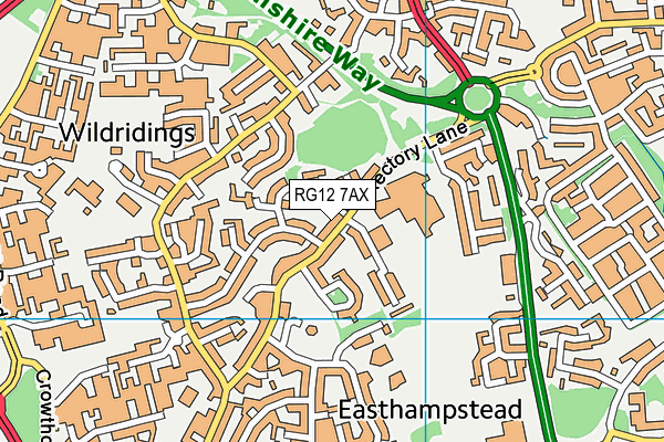 RG12 7AX map - OS VectorMap District (Ordnance Survey)