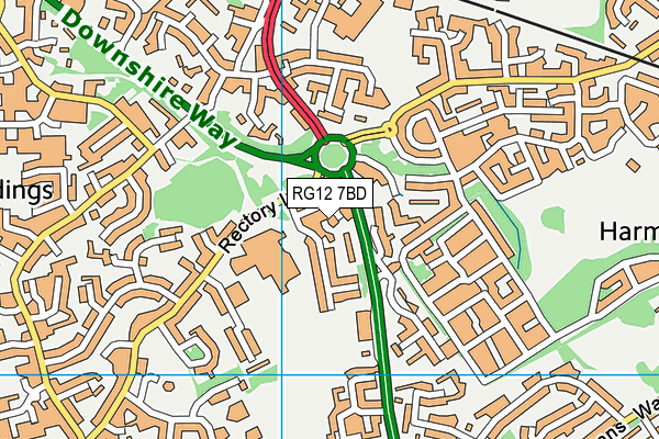 RG12 7BD map - OS VectorMap District (Ordnance Survey)