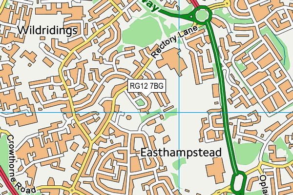 RG12 7BG map - OS VectorMap District (Ordnance Survey)