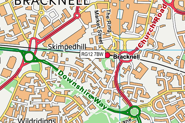 RG12 7BW map - OS VectorMap District (Ordnance Survey)