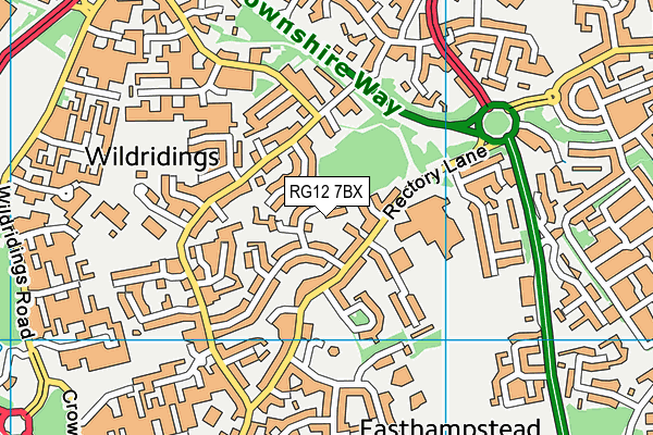 RG12 7BX map - OS VectorMap District (Ordnance Survey)