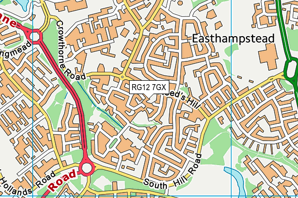 RG12 7GX map - OS VectorMap District (Ordnance Survey)