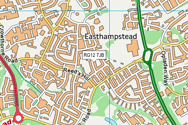 RG12 7JB map - OS VectorMap District (Ordnance Survey)